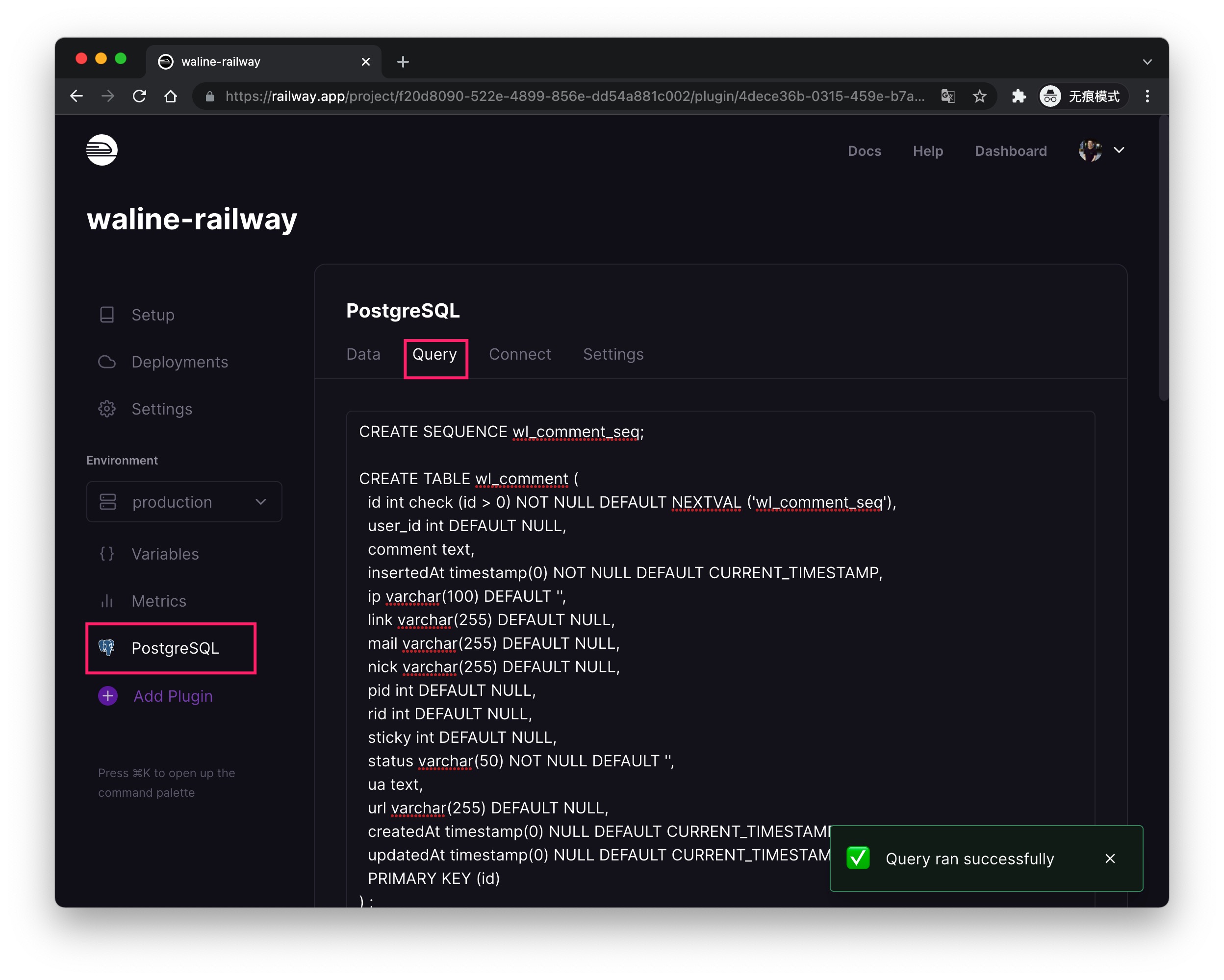 PostgreSQL  Railway Docs